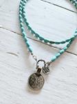 Gargantilla doble turquoise y moneda | NOM104 | Bohemian Barcelona, freespirit, lifestyle.